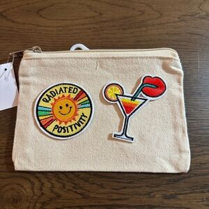 Cream Canvas Pencil Case with Fun Patches